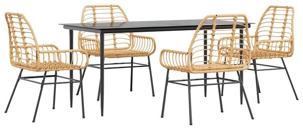 5 észes barna polyrattan üveg kerti étkezőgarnitúra