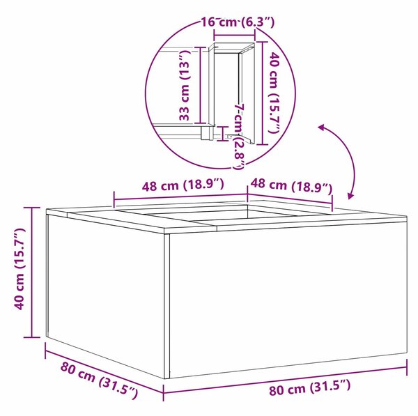 VidaXL Tűzrakó Barna 80 x 80 x 40 cm időjárásálló acél