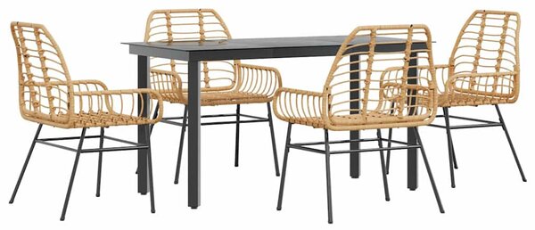 5 észes barna polyrattan üveg kerti étkezőgarnitúra