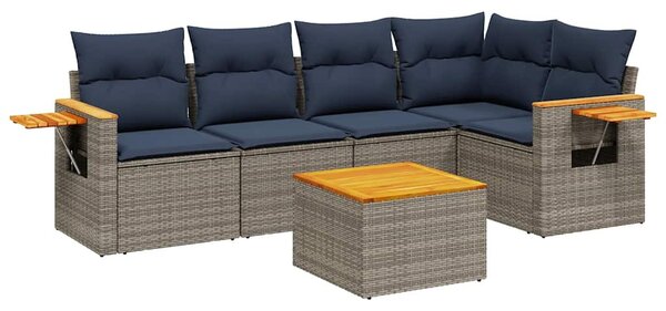 6 részes szürke polyrattan kerti ülőgarnitúra párnával