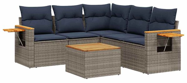 6 részes szürke polyrattan kerti ülőgarnitúra párnával
