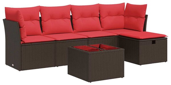 6 részes barna polyrattan kerti ülőgarnitúra párnával