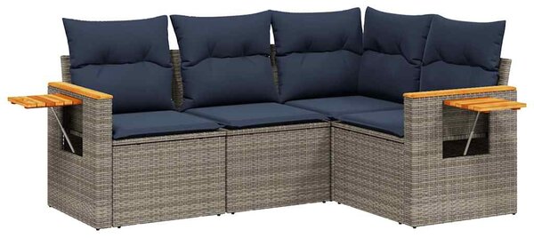 4 részes szürke polyrattan kerti ülőgarnitúra párnával