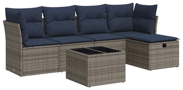 6 részes szürke polyrattan kerti ülőgarnitúra párnákkal