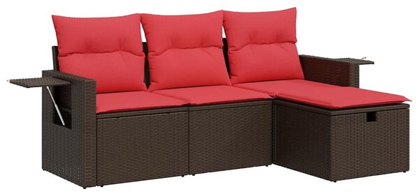 4 részes barna polyrattan kerti ülőgarnitúra párnákkal