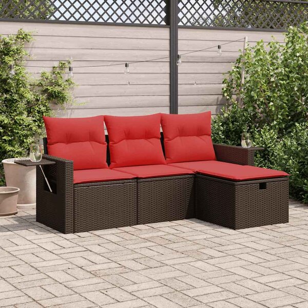 4 részes barna polyrattan kerti ülőgarnitúra párnákkal