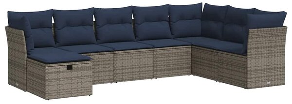 9 részes szürke polyrattan kerti ülőgarnitúra párnákkal
