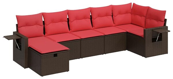 7 részes barna polyrattan kerti ülőgarnitúra párnákkal