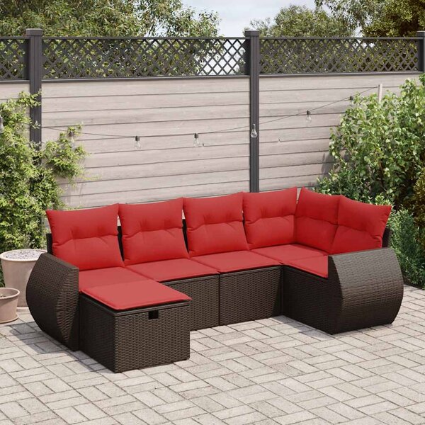6 részes barna polyrattan kerti ülőgarnitúra párnával