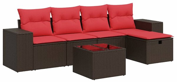 6 részes barna polyrattan kerti ülőgarnitúra párnával