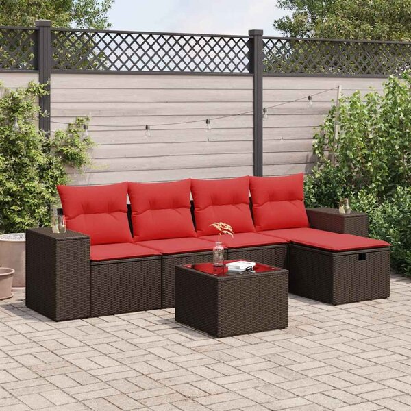 6 részes barna polyrattan kerti ülőgarnitúra párnával