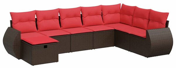 8 részes barna polyrattan kerti ülőgarnitúra párnákkal
