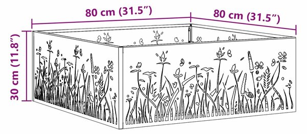 VidaXL Tűzrakó Barna 80 x 80 x 30 cm időjárásálló acél