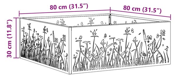 VidaXL Tűzrakó Fekete 80 x 80 x 30 cm Hidegen hengerelt acél