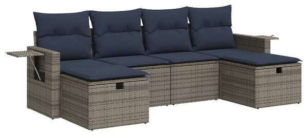 6 részes szürke polyrattan kerti ülőgarnitúra párnákkal