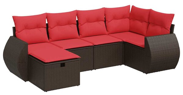 6 részes barna polyrattan kerti ülőgarnitúra párnával