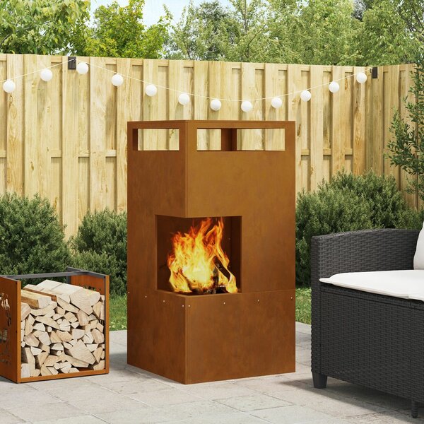 VidaXL Tűzrakó Barna 50 x 50 x 100 cm időjárásálló acél