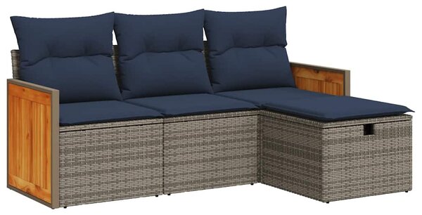 4 részes szürke polyrattan kerti ülőgarnitúra párnákkal