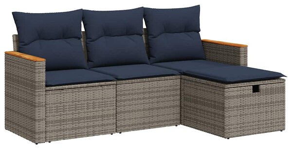 4 részes szürke polyrattan kerti ülőgarnitúra párnákkal