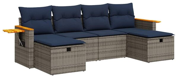 6 részes szürke polyrattan kerti ülőgarnitúra párnákkal