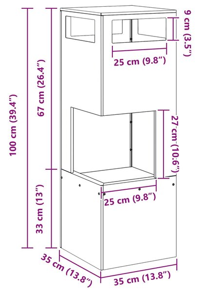 VidaXL Tűzrakó Fekete 35 x 35 x 100 cm Hidegen hengerelt acél