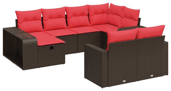 10 részes barna polyrattan kerti ülőgarnitúra párnákkal