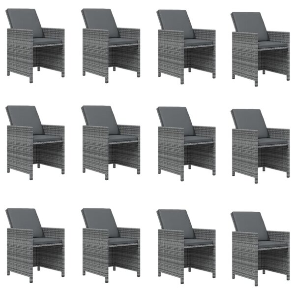 13 részes szürke polyrattan kerti étkezőgarnitúra párnákkal