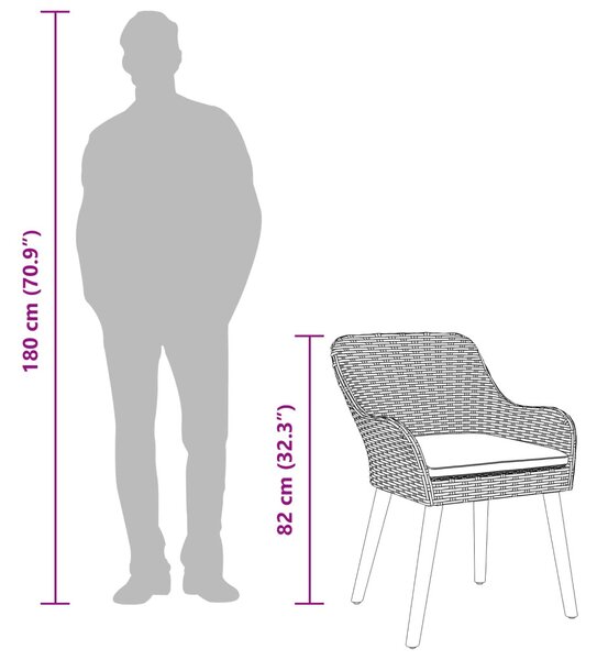 Kert étkező szett párnával 7 pcs Bézs polirattan