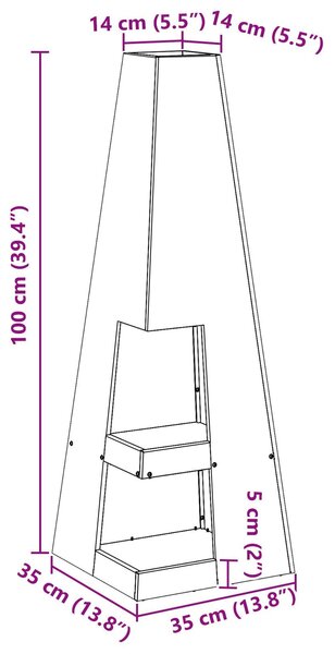 VidaXL Tűzrakó Barna 35 x 35 x 100 cm időjárásálló acél