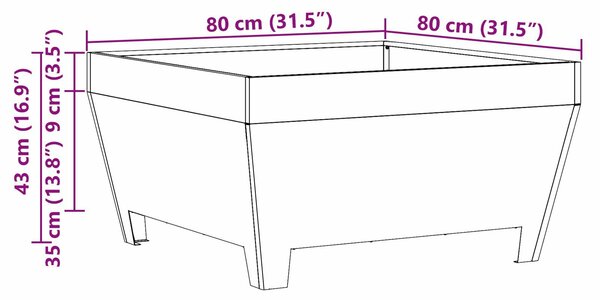 VidaXL Tűzrakó Fekete 80 x 80 x 43 cm Hidegen hengerelt acél