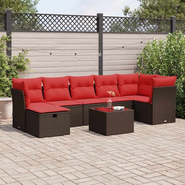 8 részes barna polyrattan kerti ülőgarnitúra párnákkal