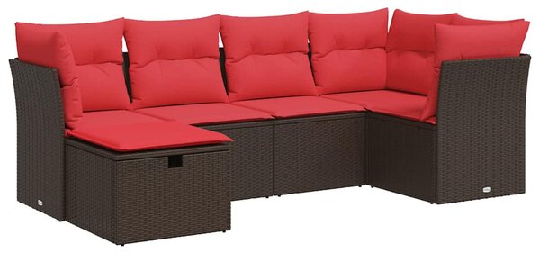 6 részes barna polyrattan kerti ülőgarnitúra párnával