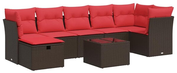 8 részes barna polyrattan kerti ülőgarnitúra párnákkal