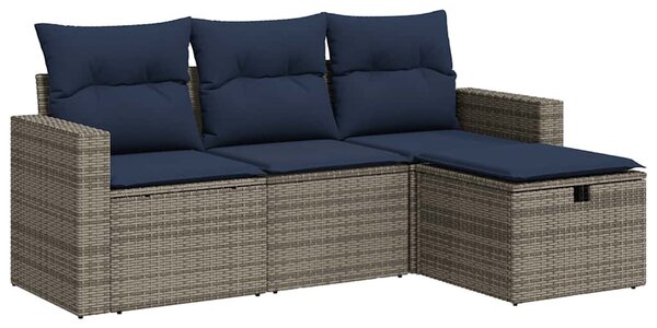 4 részes szürke polyrattan kerti ülőgarnitúra párnákkal