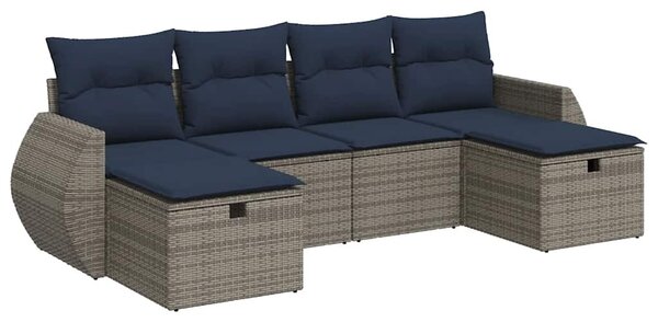6 részes szürke polyrattan kerti ülőgarnitúra párnákkal