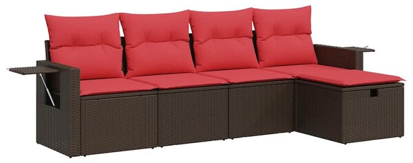 5 részes barna polyrattan kerti ülőgarnitúra párnával