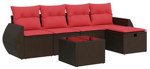 6 részes barna polyrattan kerti ülőgarnitúra párnával