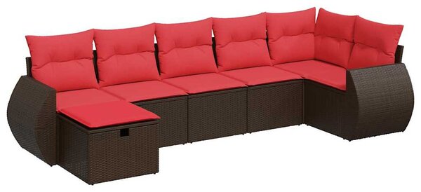 7 részes barna polyrattan kerti ülőgarnitúra párnákkal