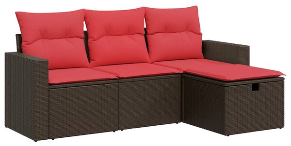 4 részes barna polyrattan kerti ülőgarnitúra párnákkal