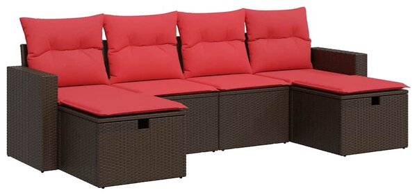 6 részes barna polyrattan kerti ülőgarnitúra párnával