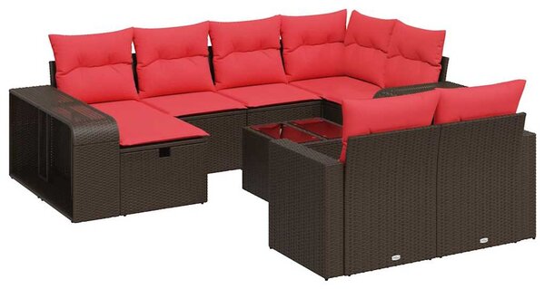11 részes barna polyrattan kerti ülőgarnitúra párnákkal