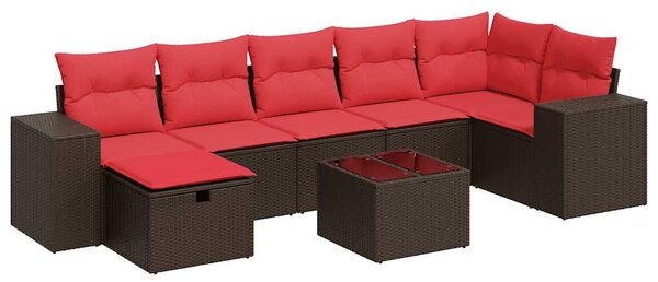 8 részes barna polyrattan kerti ülőgarnitúra párnákkal