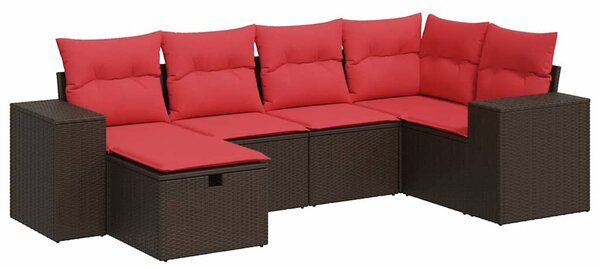 6 részes barna polyrattan kerti ülőgarnitúra párnával