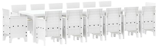 Kert étkező szett 15 pcs Fehér Polt rattan
