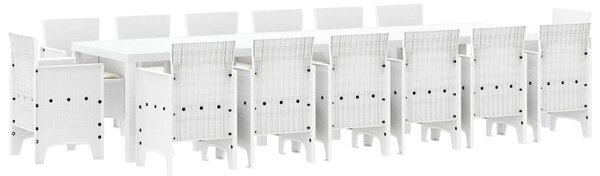 Kert étkező szett 15 pcs Fehér Polt rattan