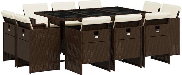 11 részes barna polyrattan kerti ülőgarnitúra párnákkal