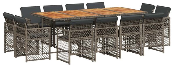 13 részes szürke polyrattan kerti ülőgarnitúra párnákkal