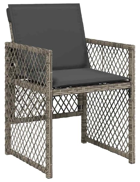 15 részes szürke polyrattan kerti étkezőgarnitúra párnákkal