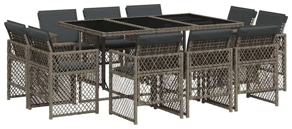 11 részes szürke polyrattan kerti ülőgarnitúra párnákkal