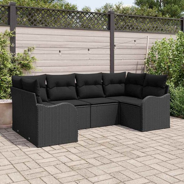 Kerti Kanapé Szett tárolóval 6 pcs Fekete Poli rattan